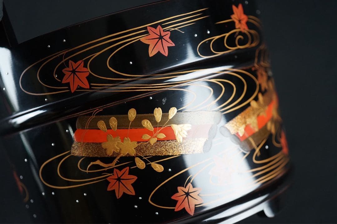花筏蒔絵 手桶水指 時代物 共箱 茶道具