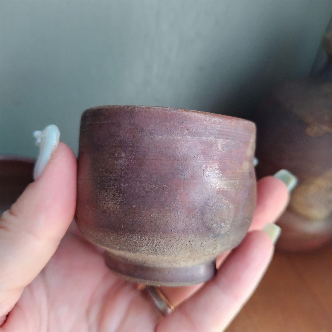 備前焼　清水賢司　徳利＆ぐい呑２個　岡山伝統工芸品　酒器
