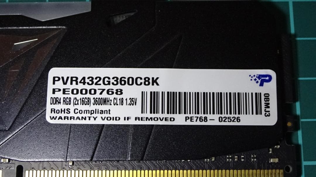PATRIOT DDR4-3600 RGB 16GB×2枚（32GB）