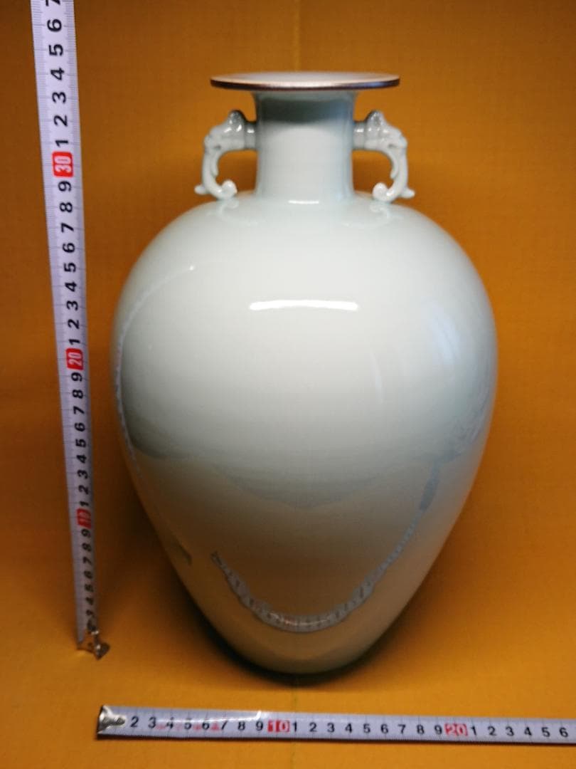 美品　花瓶　壺　青磁　骨董　置物　インテリア　工芸品　美術品　A3150