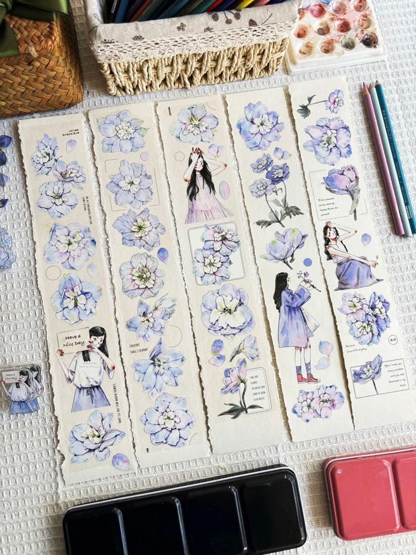 ⭐️SALE⭐️KAIXUN《大花飞燕草》海外マスキングテープ　マステ 【1795】