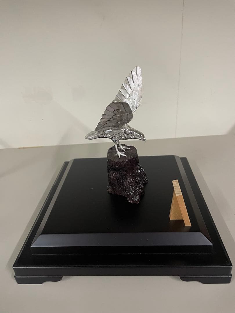 純銀製 麗鳥 白鷹 光則作 専用ガラスケース付属 大淵武則 置物 骨董品 レア
