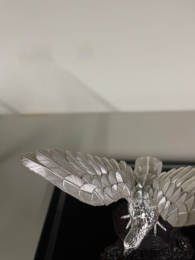 純銀製 麗鳥 白鷹 光則作 専用ガラスケース付属 大淵武則 置物 骨董品 レア