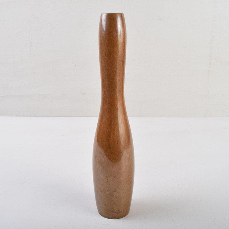 高岡銅器　須賀松園造　蝋型鋳銅　一輪生　花瓶　共箱　M　R9542