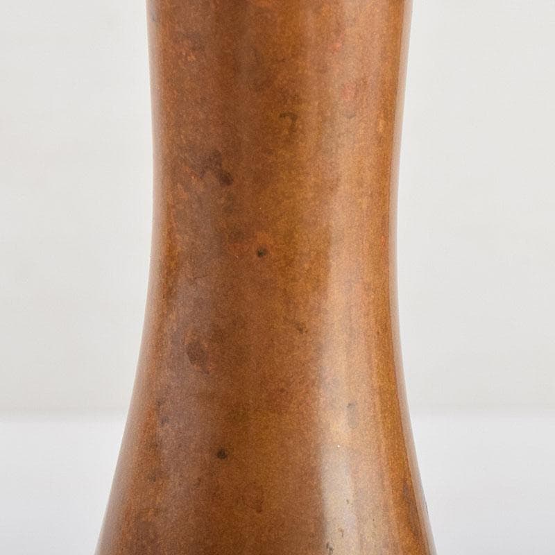 高岡銅器　須賀松園造　蝋型鋳銅　一輪生　花瓶　共箱　M　R9542