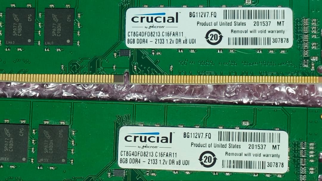 DDR4 8GBx2枚 16GB pc4-2113 動作確認済み ②