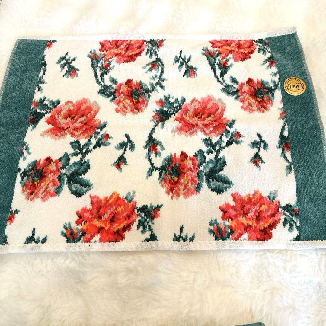 【新品】フェイラー　薔薇柄　タオル、ハンカチ サイズ違い3枚セット