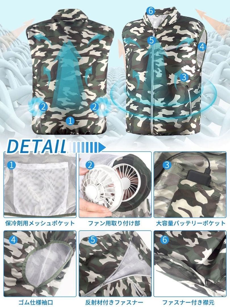 迷彩色 空調服 Mサイズ ファン付き
