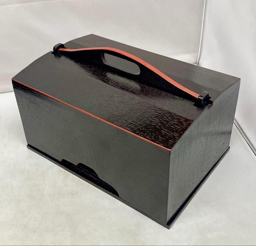 B594b 「手付き茶箱・茶碗・棗」 3点セット　茶碗-波六作　茶道具