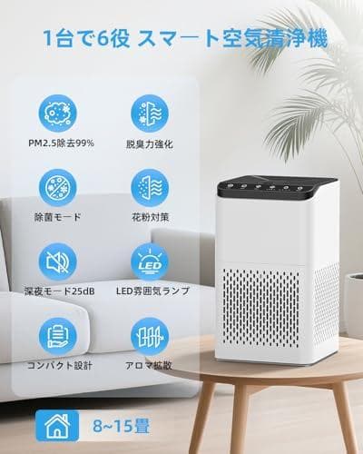 空気清浄機 小型 「8畳～16畳・360°強力浄化」3重ろ過 極静音 _corg