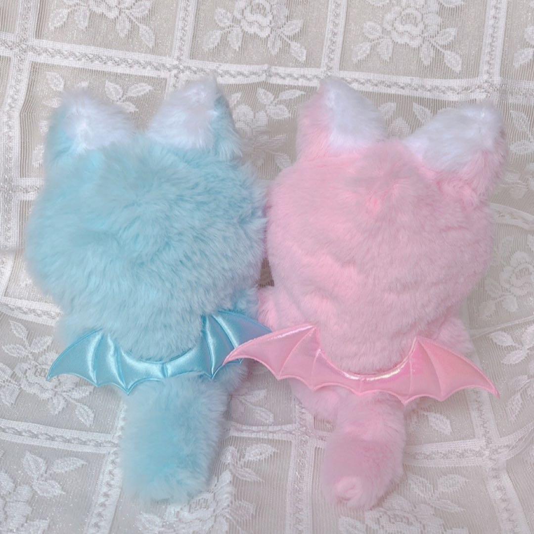b157 ぬい服 12cm ちびぐるみ 着ぐるみ おすわり ピンクブルー狼セット