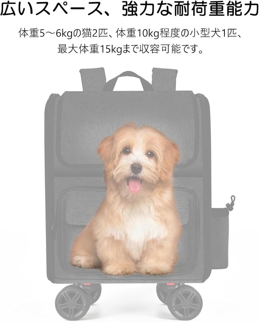 【MEG】ペットキャリー リュック キャスター付き 3WAY多機能設計 猫 犬
