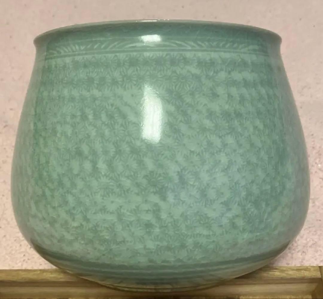 柳海剛　青磁茶道セット 木箱付き