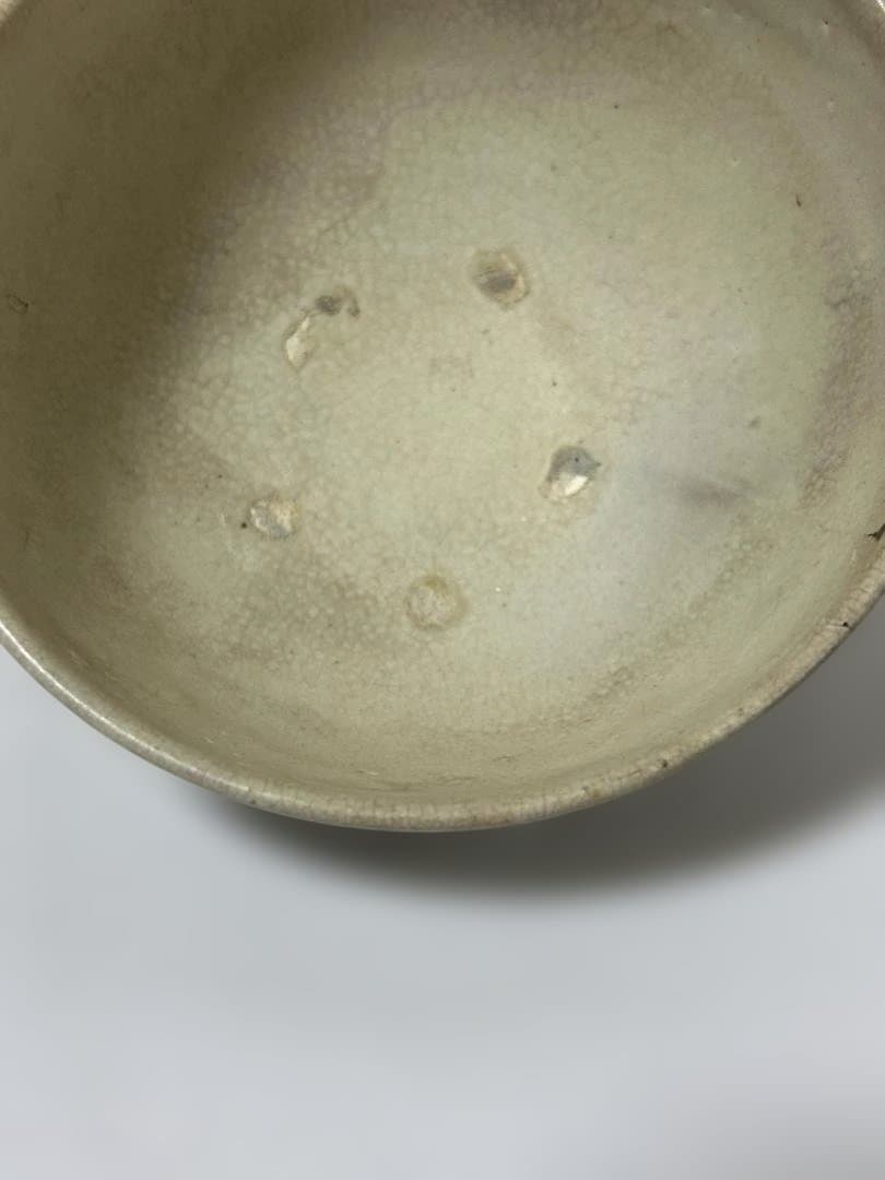 抹茶椀 時代 白釉 茶器 茶道具 茶碗 木箱 無銘 訳アリ 直しあり