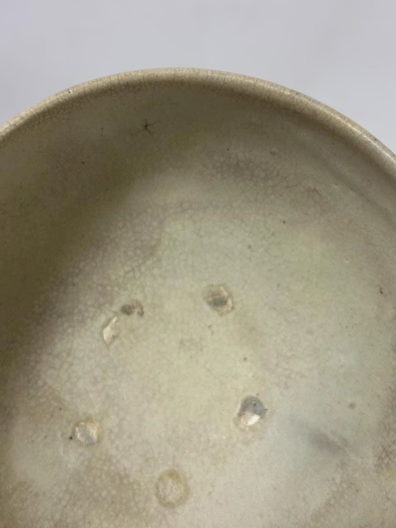 抹茶椀 時代 白釉 茶器 茶道具 茶碗 木箱 無銘 訳アリ 直しあり