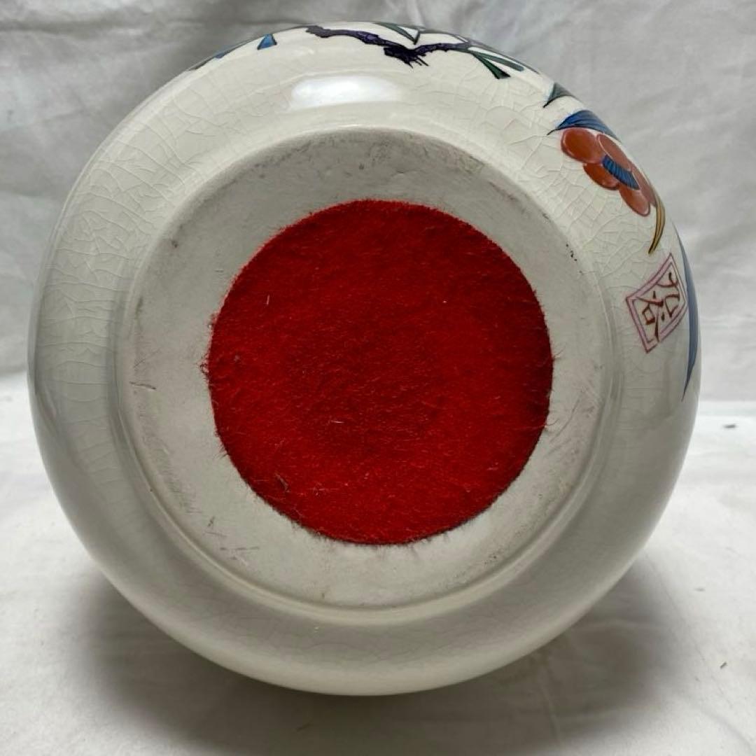 日本伝統工芸品 九谷焼 ダルマ型陶器置物 手描き 松竹梅花模様
