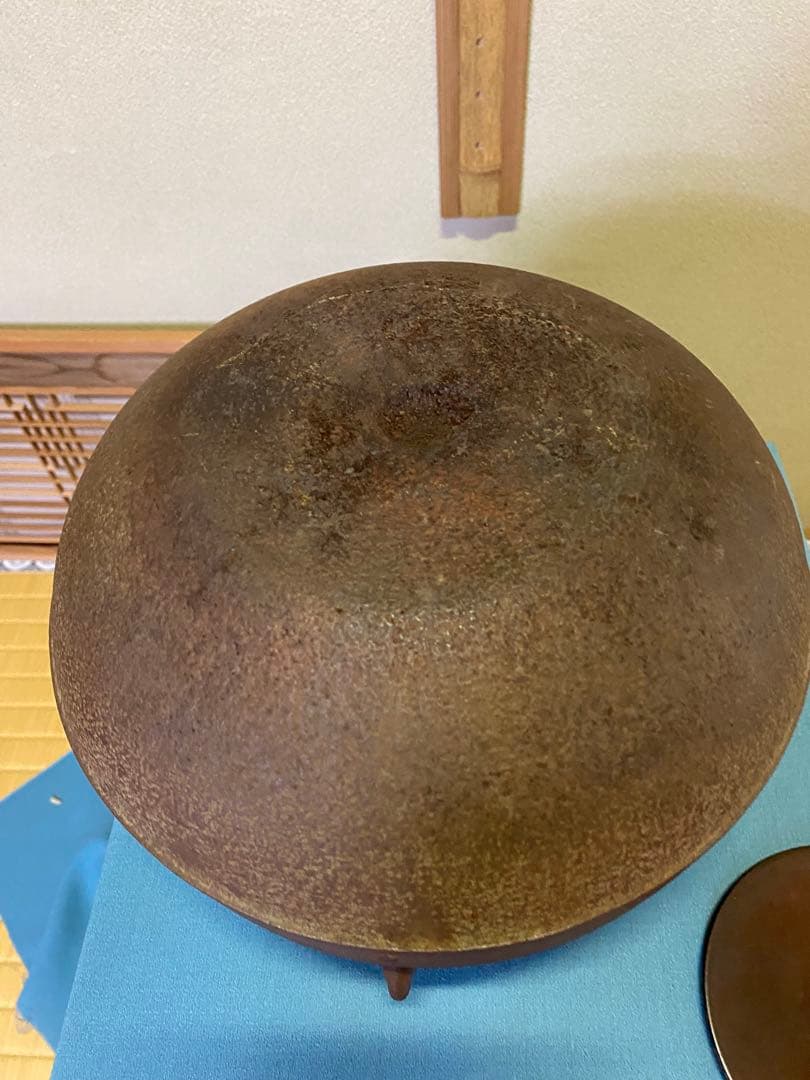 茶道具/炉釜　真形釜　菊桐