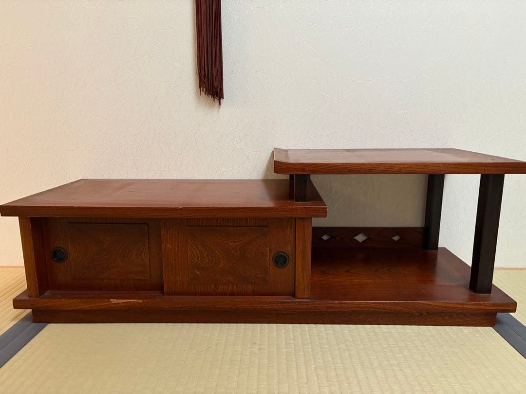 床の間、飾り棚、収納棚、茶箪笥、花瓶台、昭和レトロ、ケヤキ色