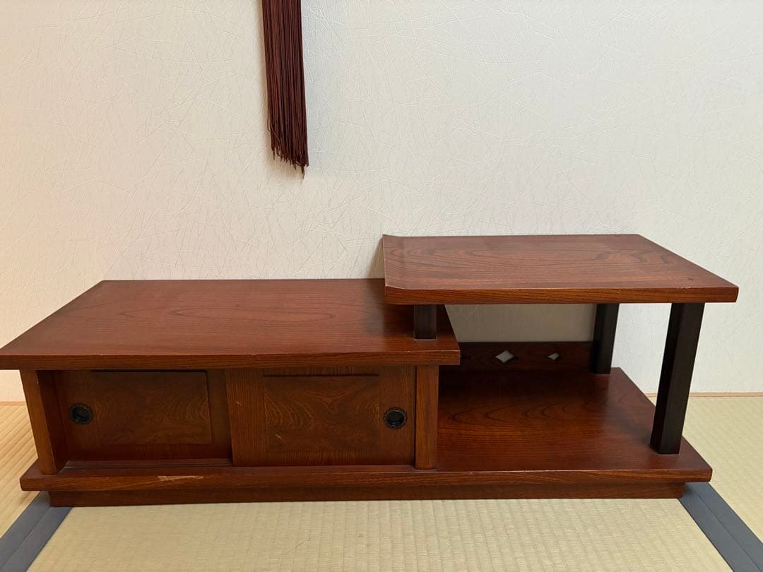 床の間、飾り棚、収納棚、茶箪笥、花瓶台、昭和レトロ、ケヤキ色