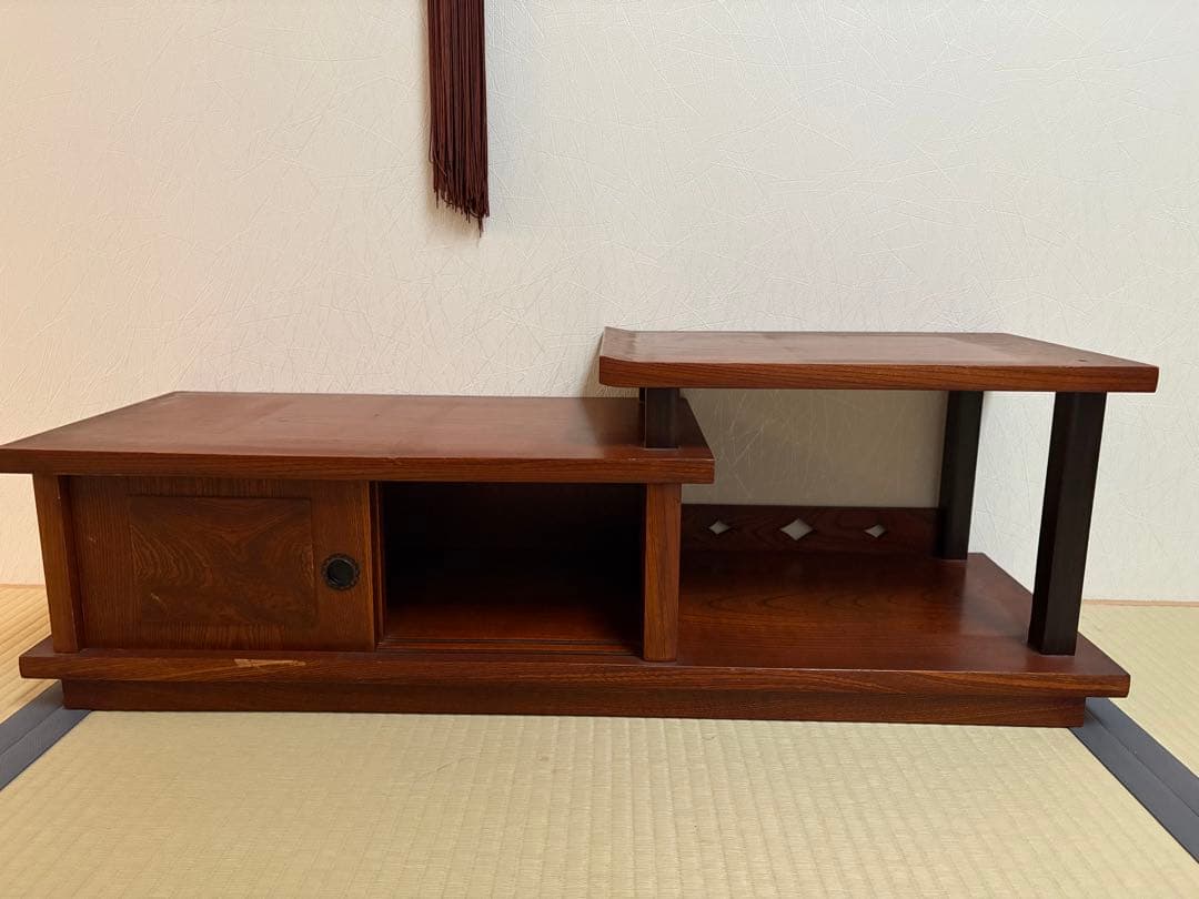 床の間、飾り棚、収納棚、茶箪笥、花瓶台、昭和レトロ、ケヤキ色