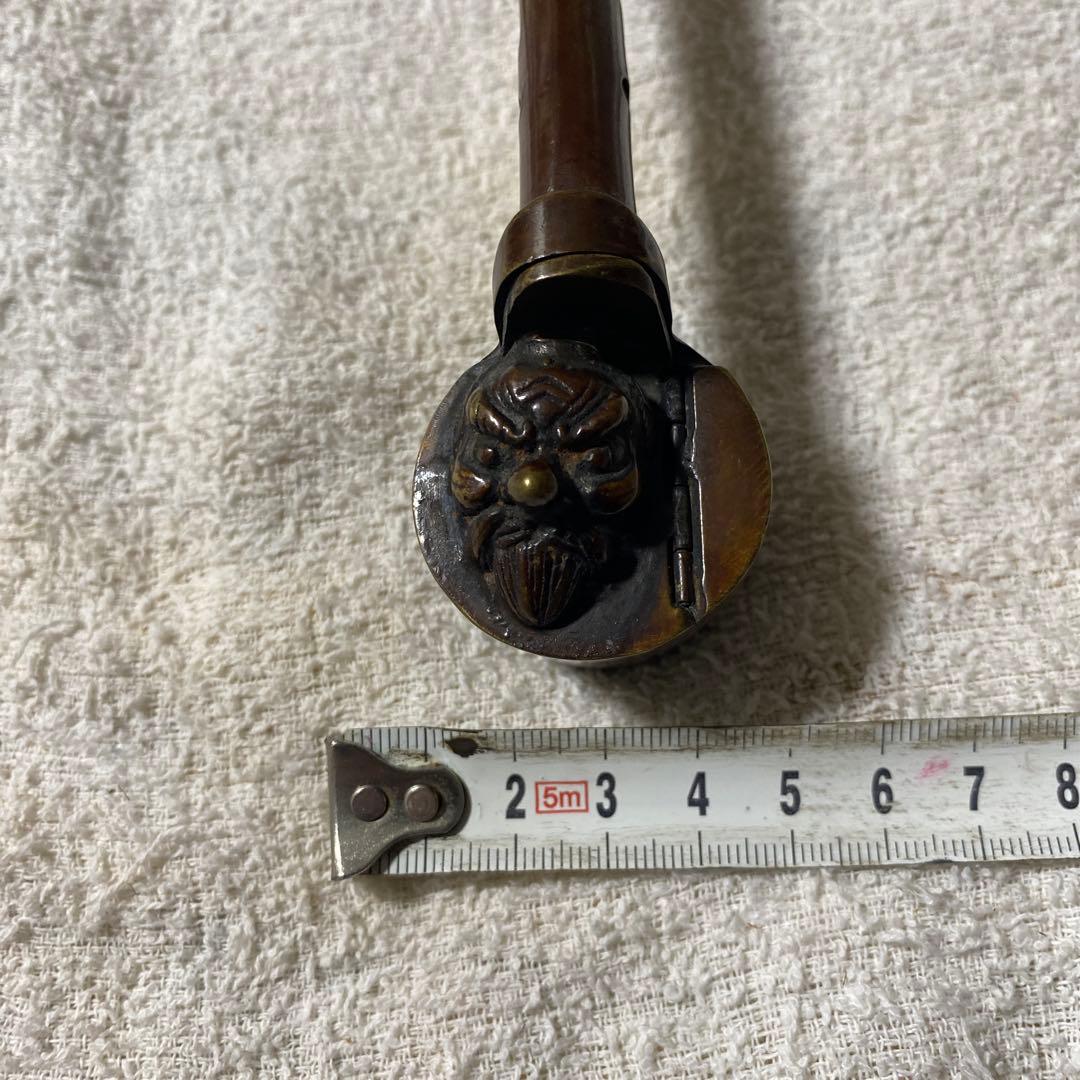 G-10矢立　天狗　書道　古道具　銅製　時代物　アンティーク雑貨　美術品　工芸品