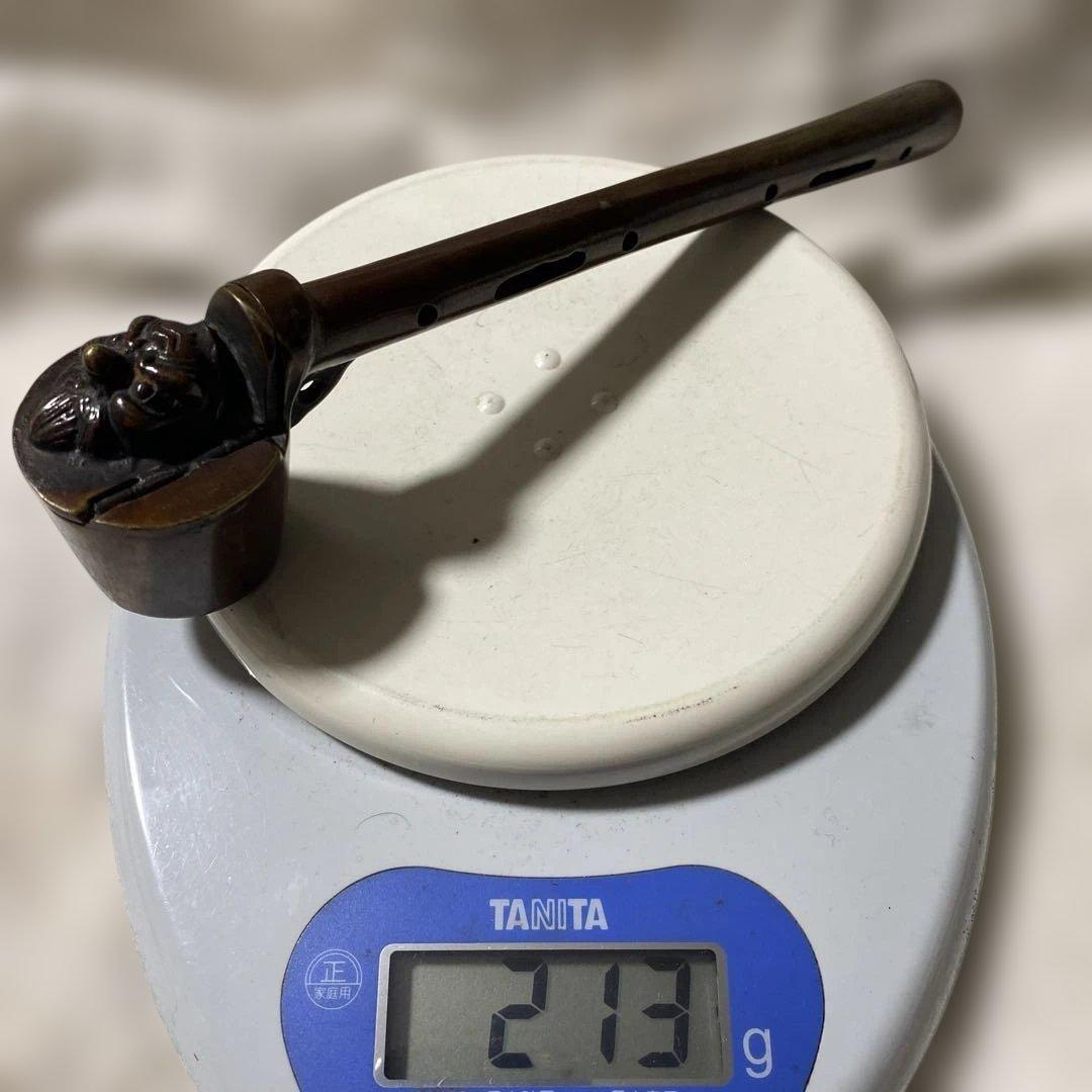 G-10矢立　天狗　書道　古道具　銅製　時代物　アンティーク雑貨　美術品　工芸品