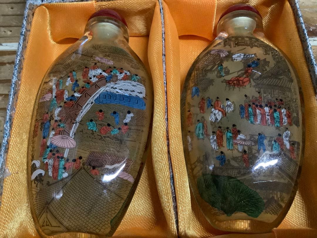 中国内画 水晶煙壺2個セット