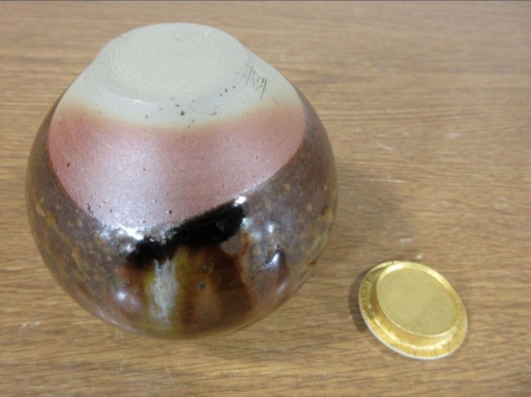 真作保証 12代 高取八山 自作 高取茶入 三色荒磯緞子 コレクター放出品 福岡