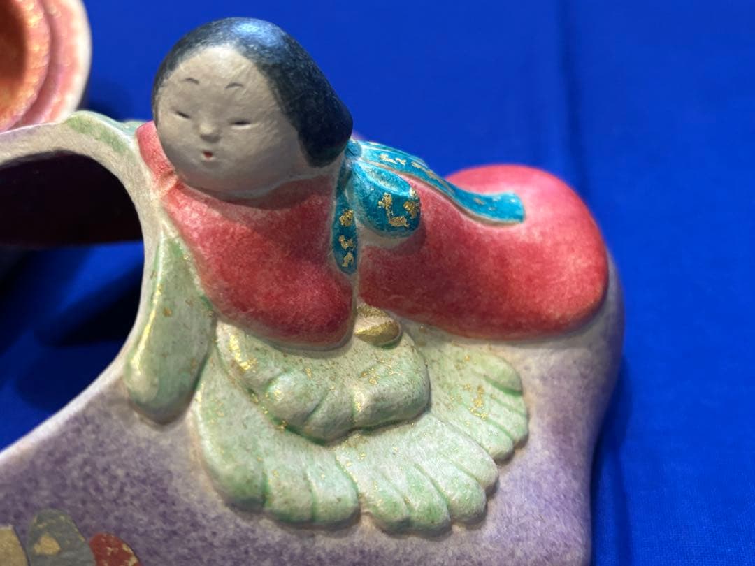 福来雀夢小筥　和紙貼彩色　小物工芸品 木箱付き　美品　創作人形　和風インテリア