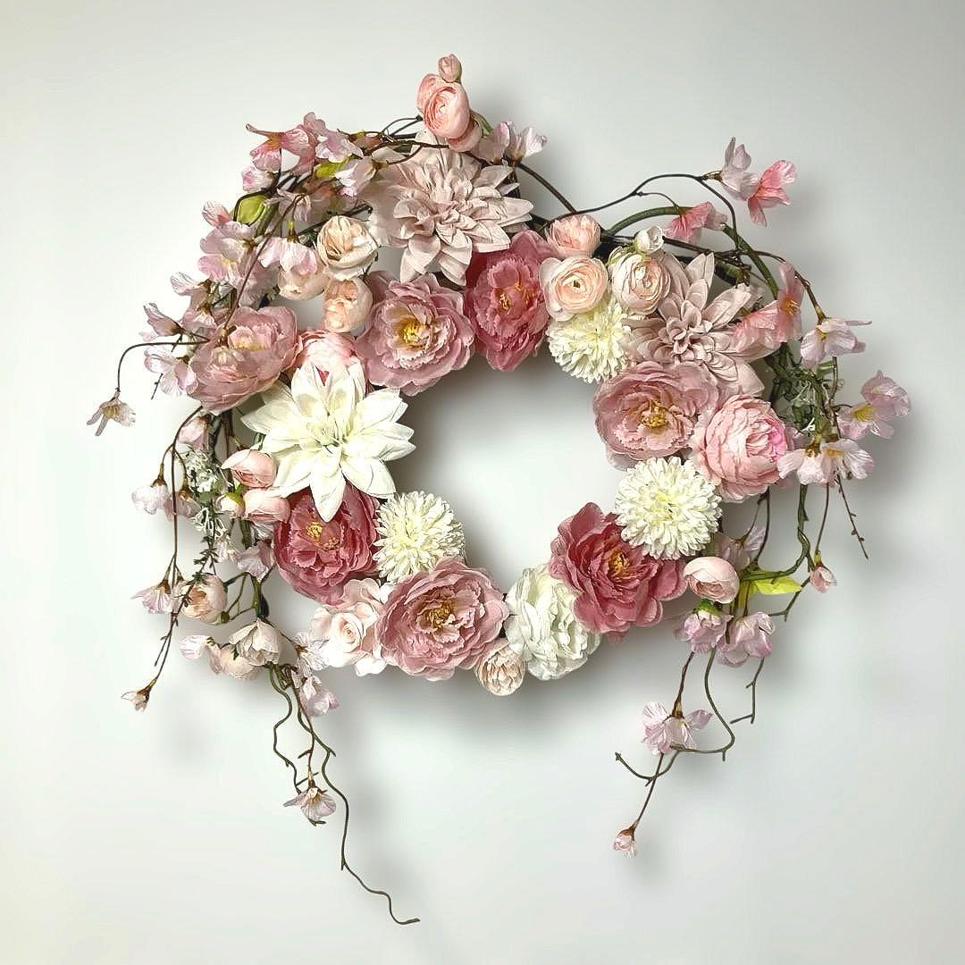『 流華麗桜』 桜のハート型リース　ラスト❗️