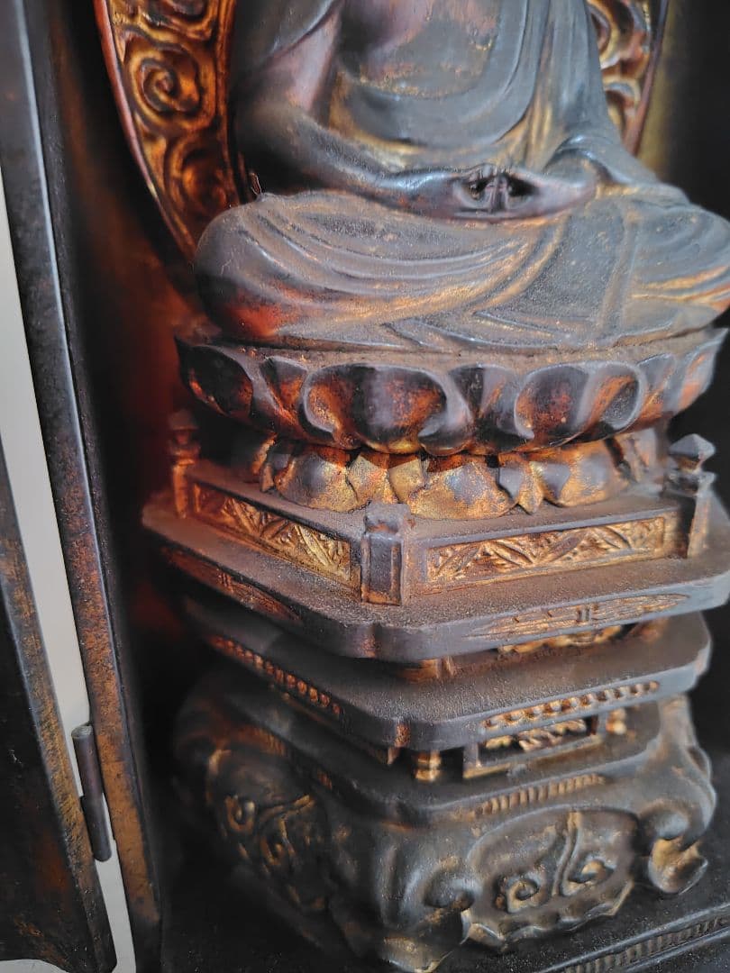 木彫　仏像　時代　厨子付き