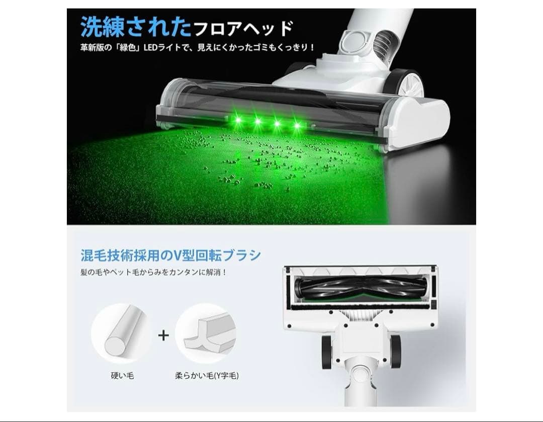 88000Pa 強力吸引 コードレス掃除機 自立式 最新モデル　LED1人暮らし