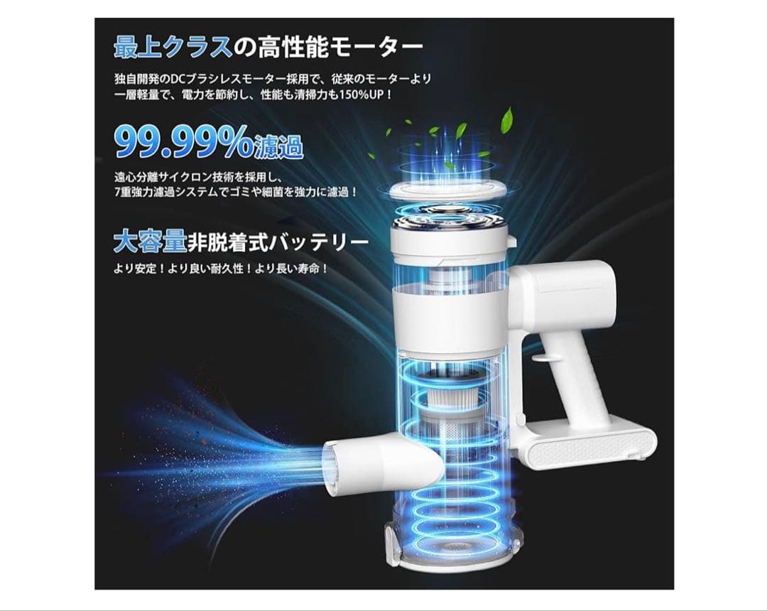88000Pa 強力吸引 コードレス掃除機 自立式 最新モデル　LED1人暮らし