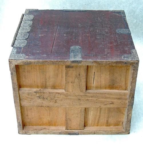 時代物 船箪笥 舟箪笥 鉄金具装飾 約11kg /船金庫 小箪笥 時代箪笥