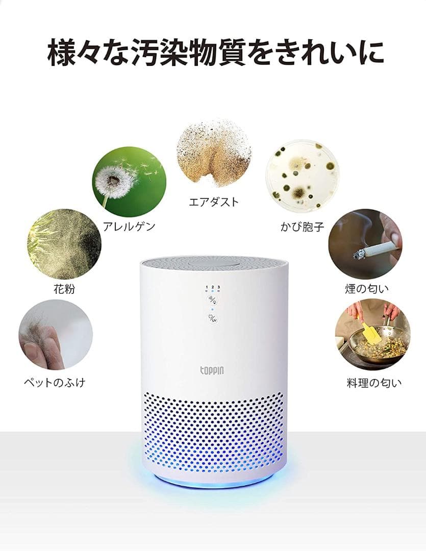 【新品未使用】空気清浄機　小型　3段風量　静音　コンパクト　卓上