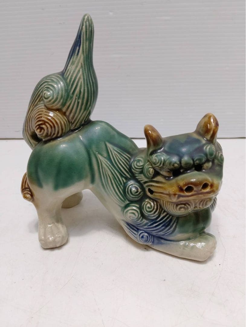 G2371【木札付き】沖縄 シーサー 魔除獅子 一対 ペア 縁起物 置物
