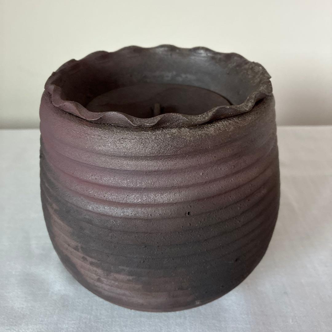 焼締水指 茶道具 茶道 手造り 焼物 陶器 陶芸 七飯窯 伊藤英実(英秋)造