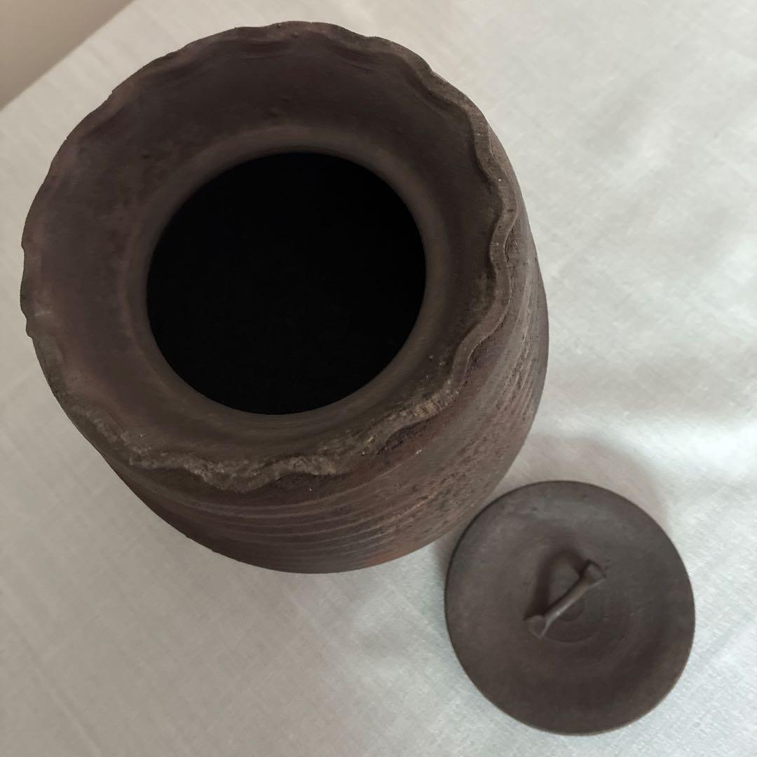 焼締水指 茶道具 茶道 手造り 焼物 陶器 陶芸 七飯窯 伊藤英実(英秋)造