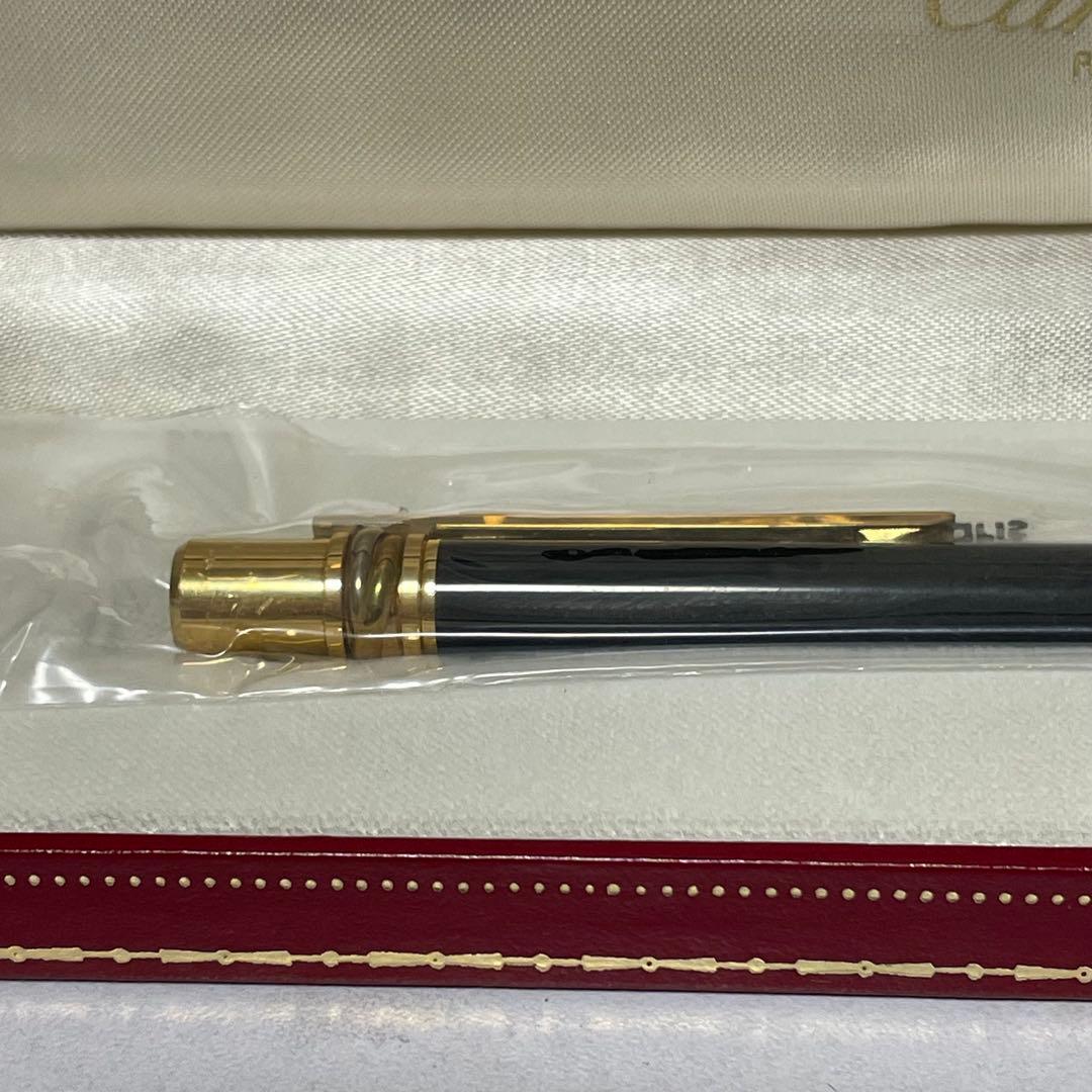 Must de cartierマストドゥカルティエ金色トリニティ黒ボールペン箱付