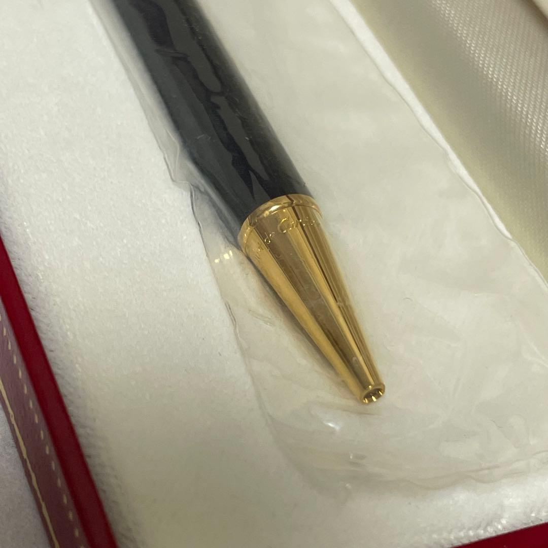 Must de cartierマストドゥカルティエ金色トリニティ黒ボールペン箱付
