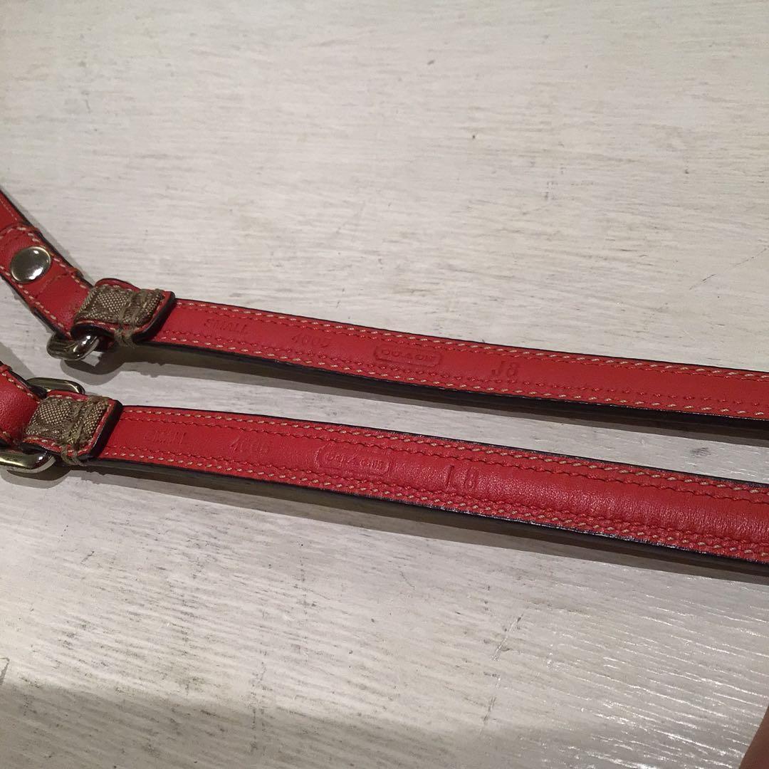 COACH ドッグリード ミニ シグネチャー柄×赤 2本
