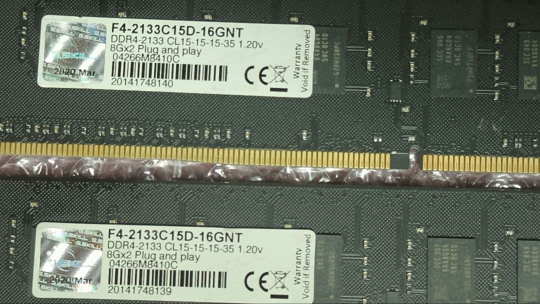 DDR4 8GBx2枚 16GB DDR4-2133 動作確認済み ①