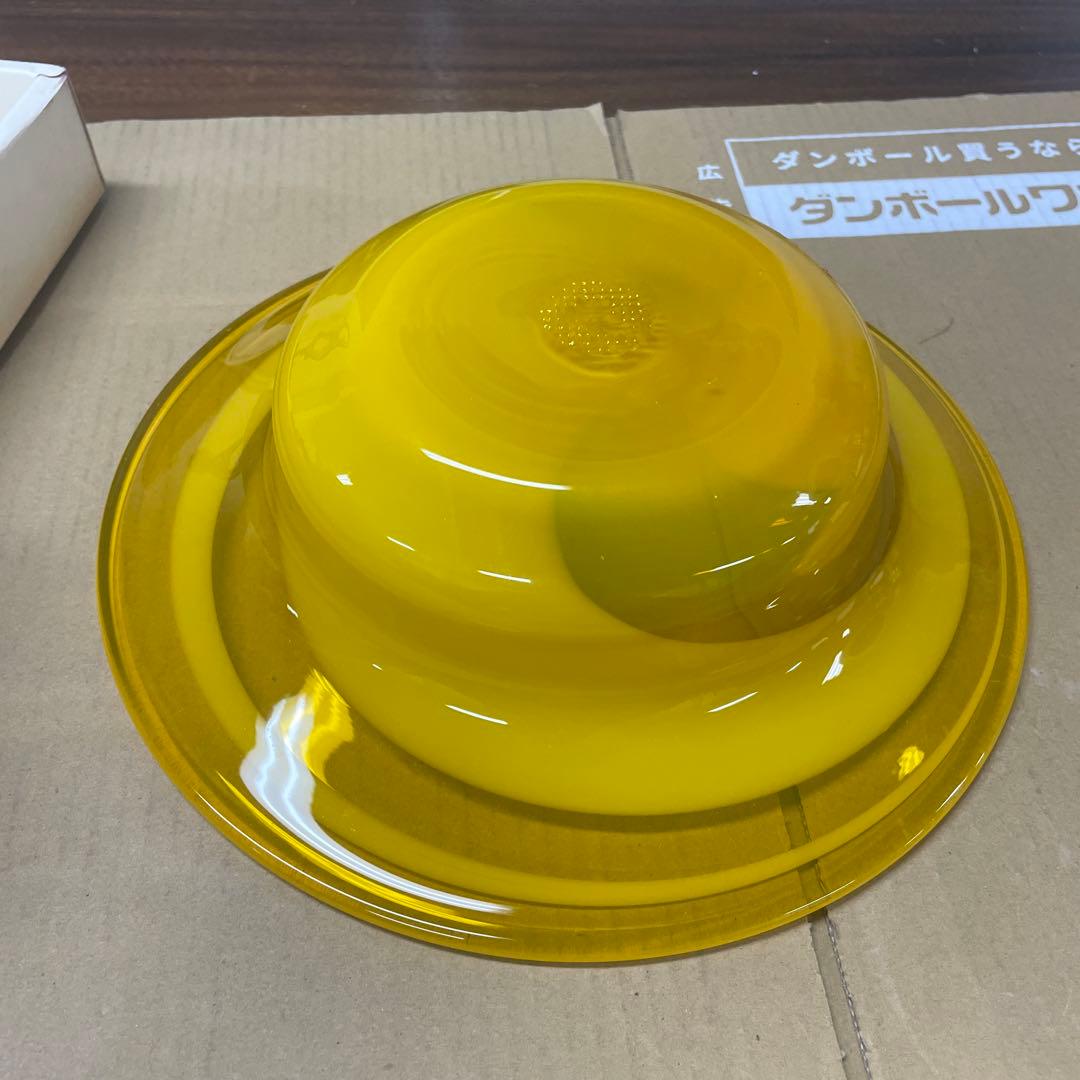 イエローガラス皿 渦巻きデザイン　-118