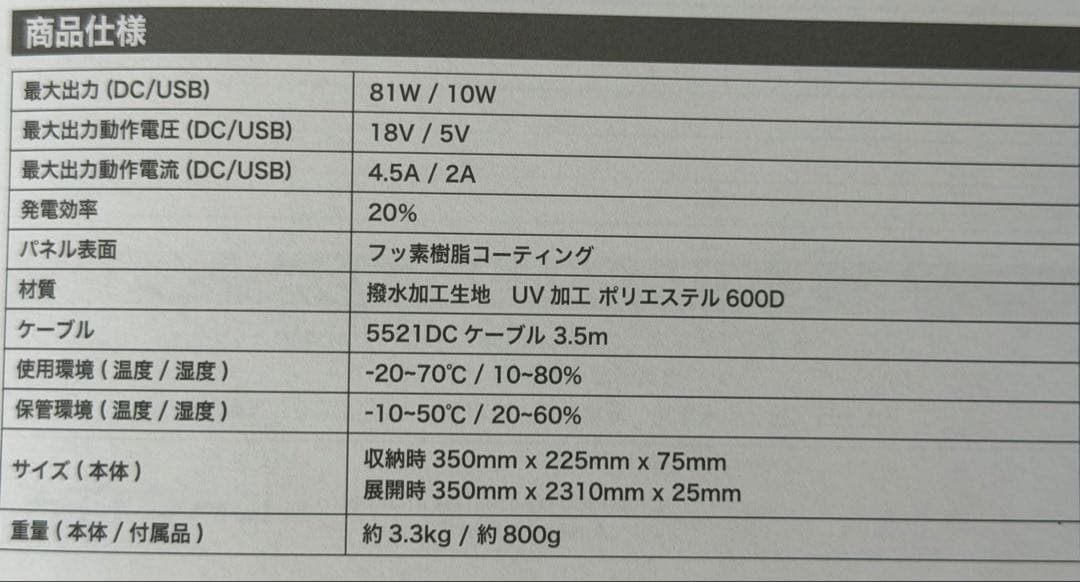 ソーラーパネル　LACITA 81W CITASR-01 日本企業製品