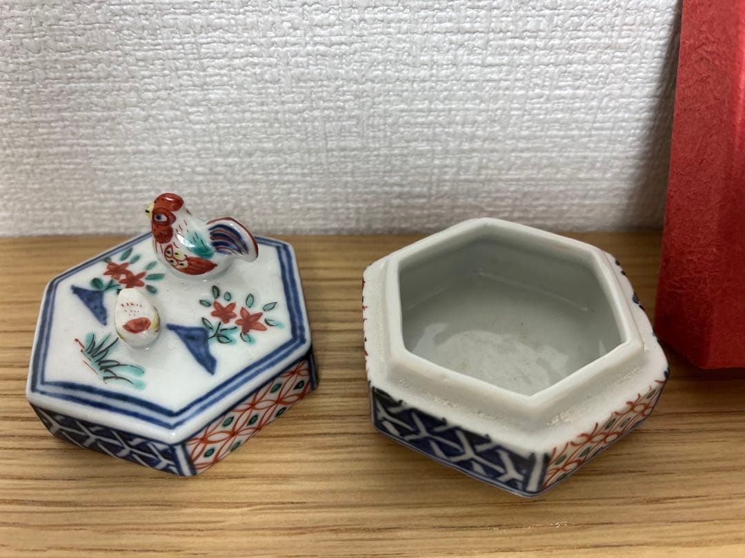 六角香合 干支香合 酉 とりの親子 高野昭阿弥