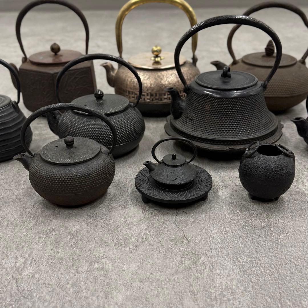 SNT1580 鉄瓶 銅瓶 10点 南部鉄器 他 旧家引き取り品 六角 金属工芸