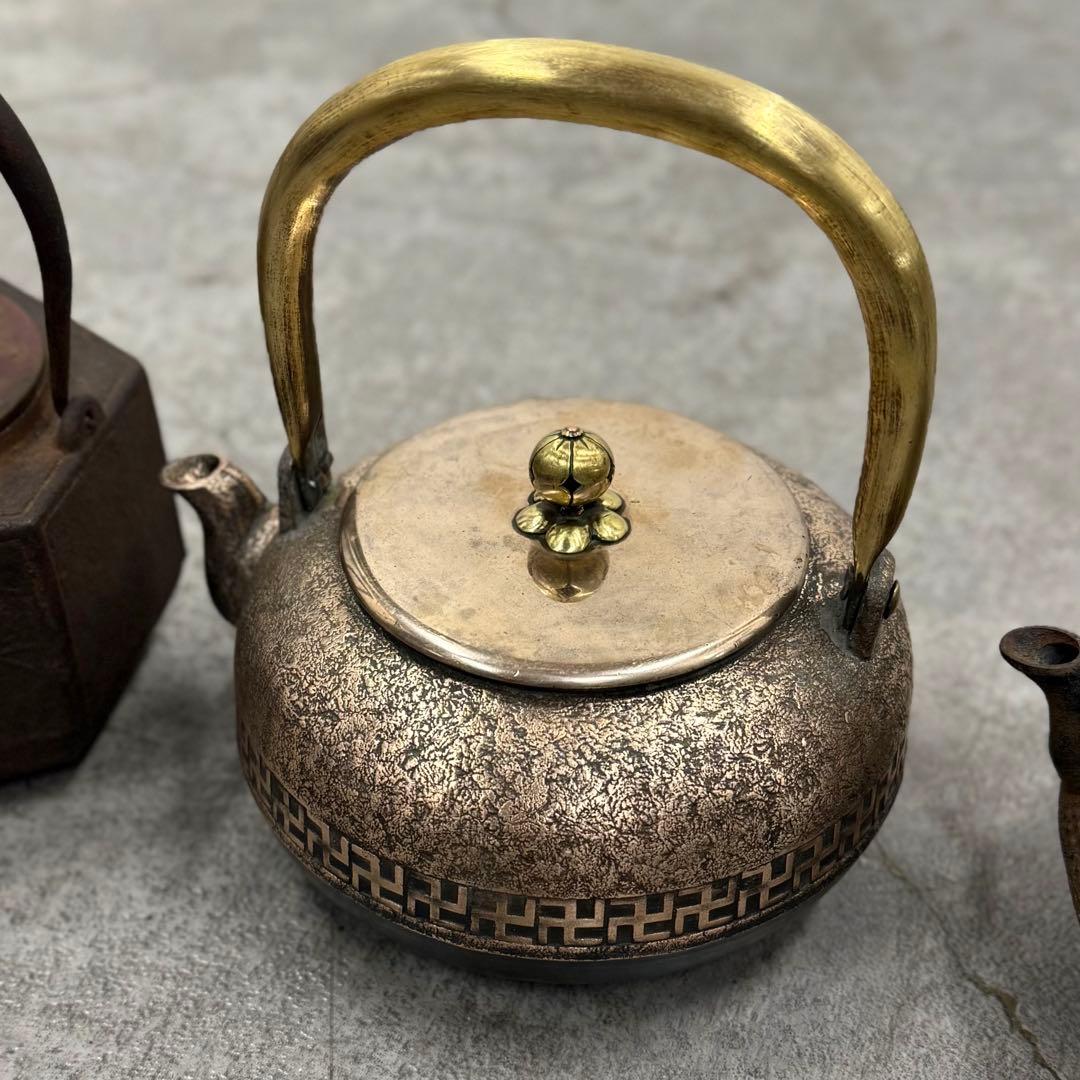 SNT1580 鉄瓶 銅瓶 10点 南部鉄器 他 旧家引き取り品 六角 金属工芸