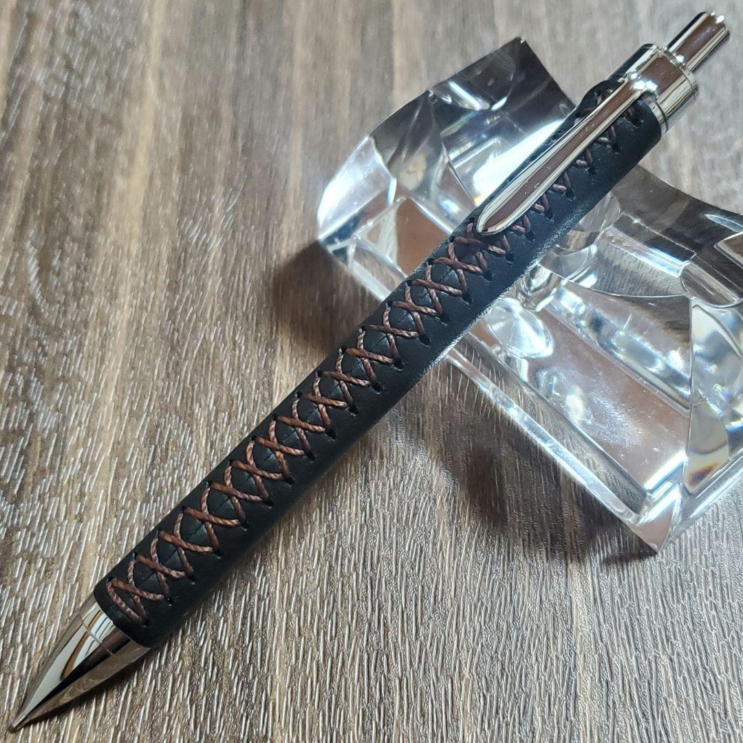 革軸シャーペン 0.5mm 手縫い仕立て　⑮