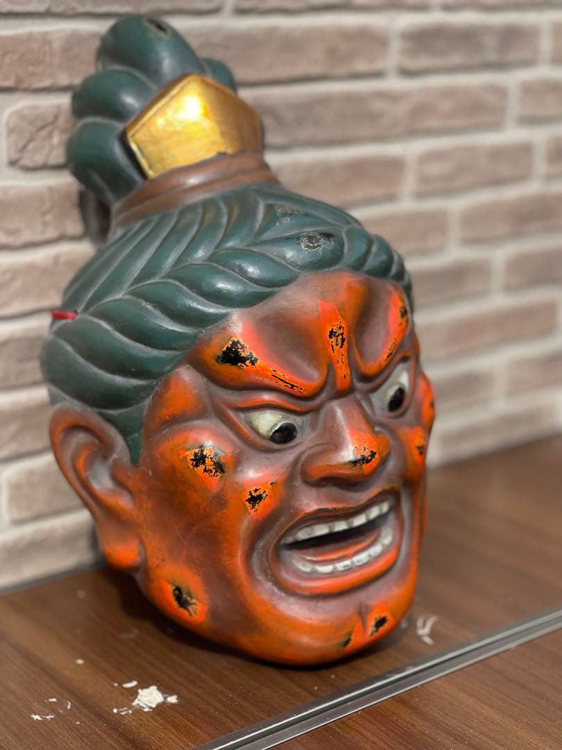 【開運 厄除け】特大 執金剛面 共箱付 寺院奉納品級 鬼面 能面 仏教守護神