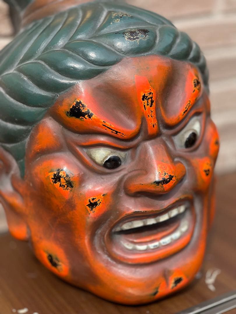 【開運 厄除け】特大 執金剛面 共箱付 寺院奉納品級 鬼面 能面 仏教守護神